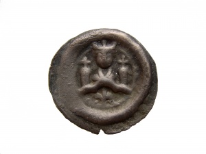 Brakteat, regencja Jaromira rugijskiego, ok. 1210, mennica Demmin (Dymin), srebro, ø 21,7 mm