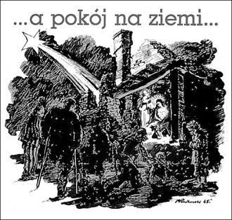 Ilustracja świąteczna w nr 69 „Kuriera Szczecińskiego” (1945)