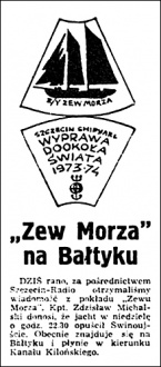Wycinek z „Kuriera Szczecińskiego” nr 266 z dn. 12 listopada 1973